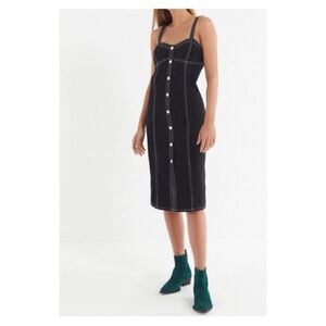 Urban outfitters black contrast stitch midi dress sleeveless